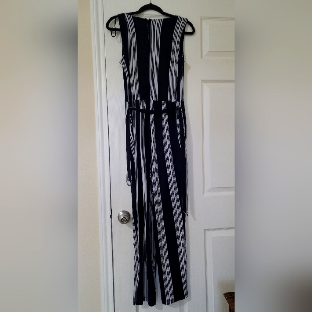 Navy Blue Striped Jumpsuit